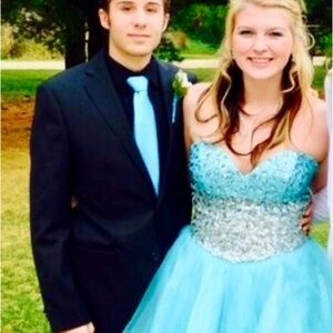 Alyce Paris Blue and Silver Prom Dress